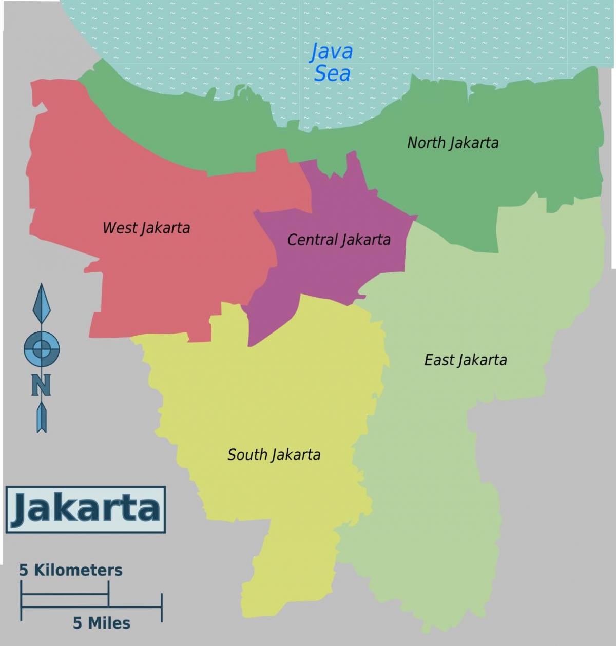 نقشه از مناطق جاکارتا