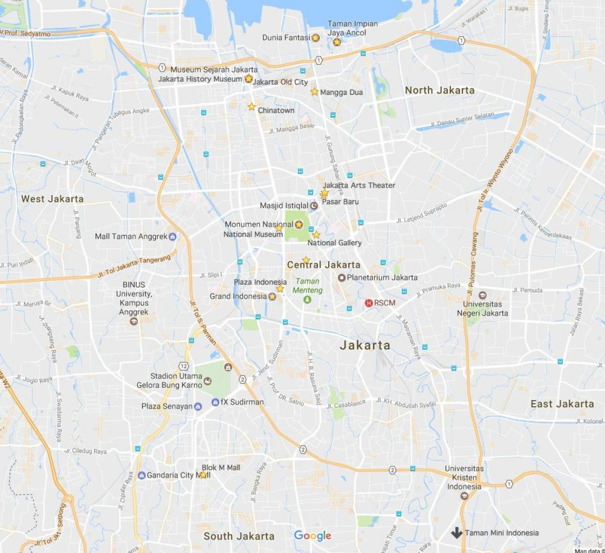 نقشه از جاکارتا مراکز