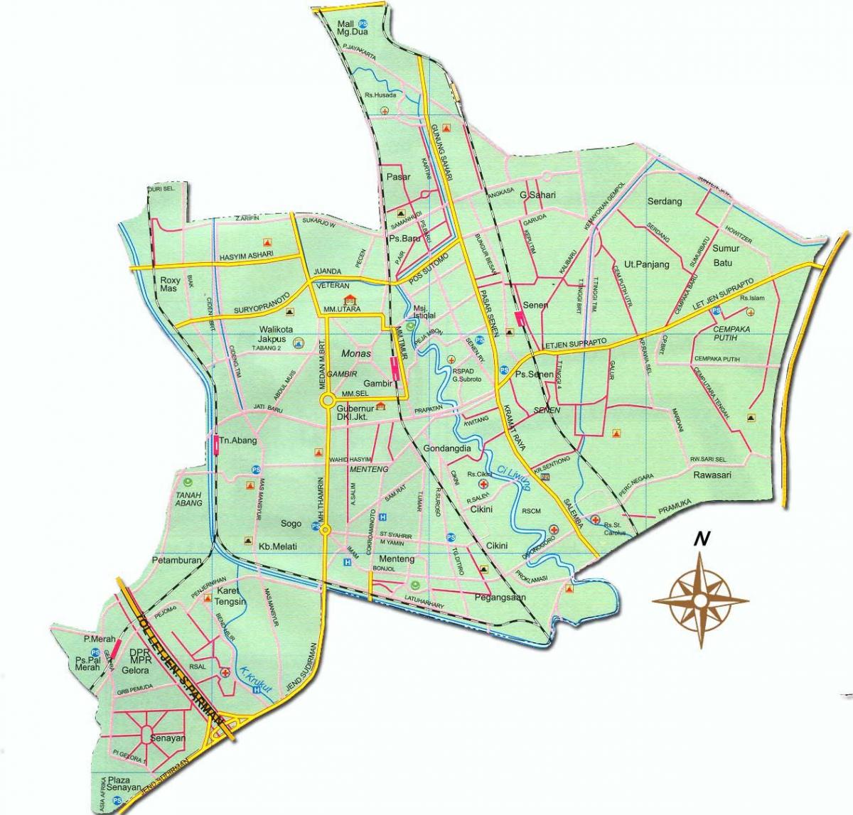 نقشه از جاکارتا pusat